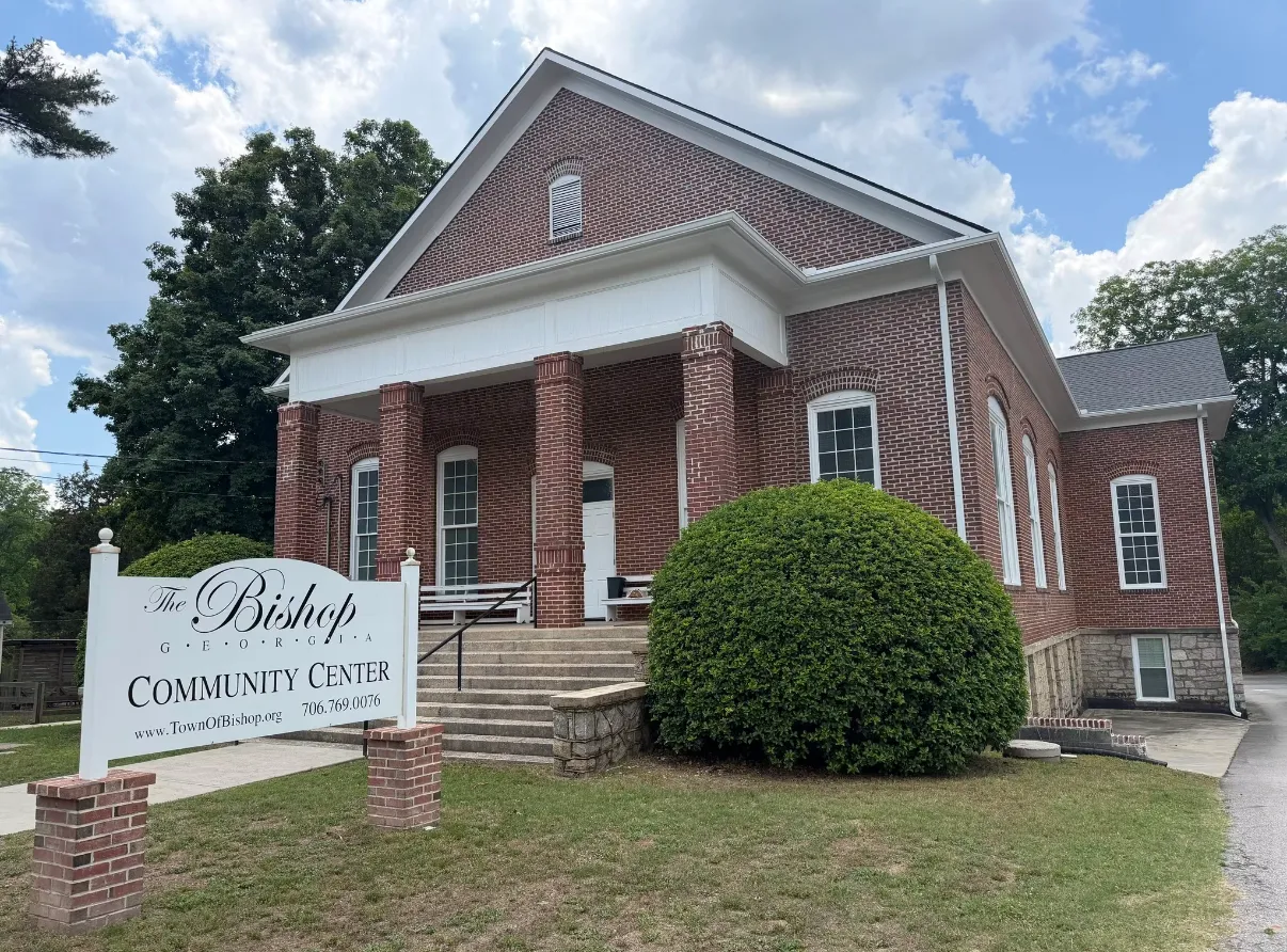 The Bishop Community Center building and sign
